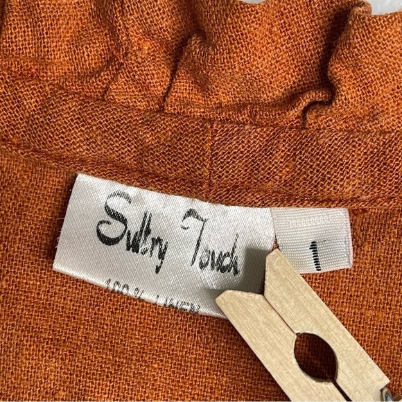 Sultry Touch Linen Lagenlook Tunic Top Womens 1X Rust‎ Artsy Embroidered - Picture 4 of 8